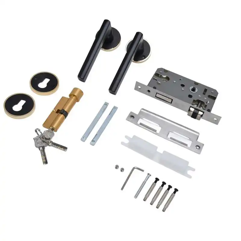 

Бесшумная ручка с замком, ручка с замком, Алюминиевый противоударный бесшумный круглый рычаг для деревянных дверей, дверей спальни