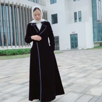 winter velvet trench coat abayas for women windbreaker overcoat muslim hijab dress abaya dubai arabic outerwear islam clothing