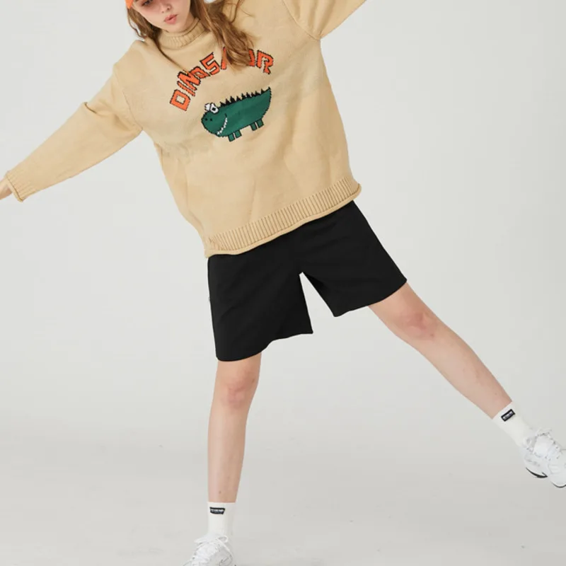 Женские свитера винтажный свободный свитер с мультяшным динозавром женская