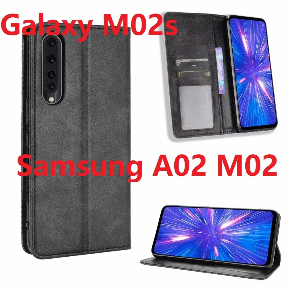 

Кожаный чехол-кошелек для Samsung Galaxy A02, чехол-книжка с магнитной застежкой и подставкой, защитный чехол для карт Galaxy M02 M02s, 2021