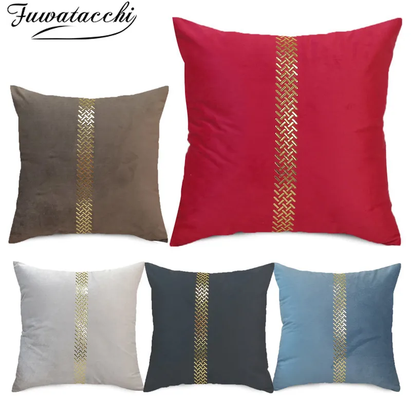 Fuwatacchi Роскошная золотая фольга вельветовый чехол для подушки теплая наволочка