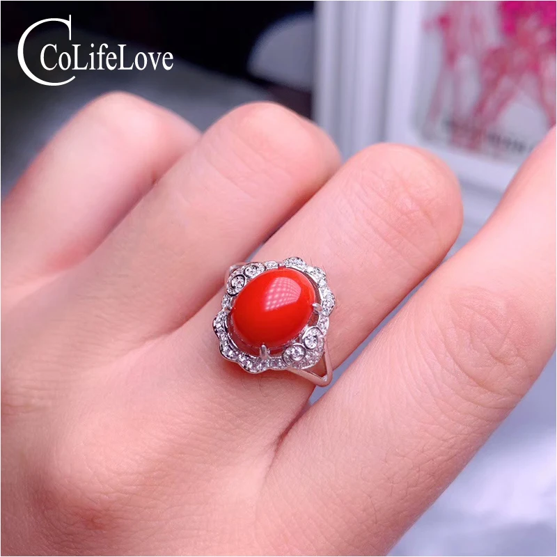 Ювелирные изделия CoLife Vintage кораллово красное кольцо для помолвки 8 мм * 10