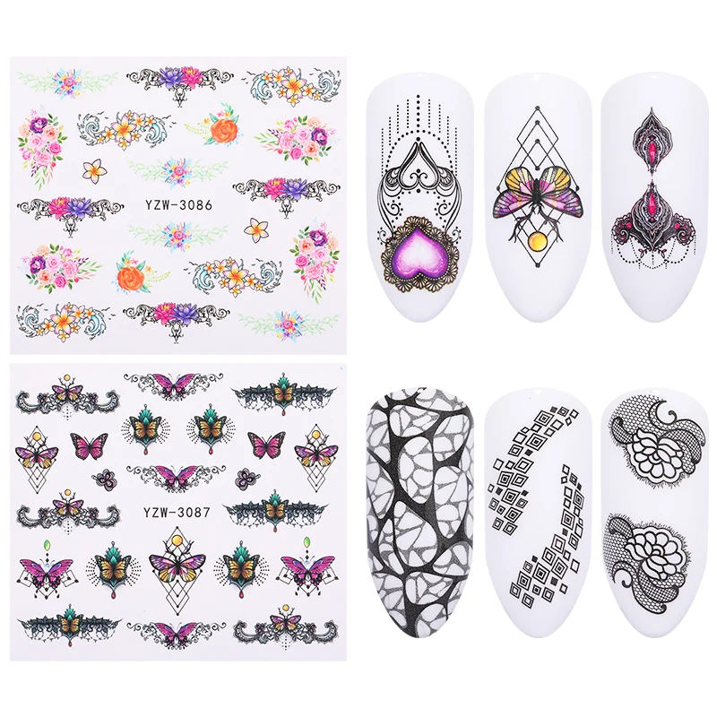 1 лист ожерелье узор простой полосой ногтей водяные наклейки для маникюр