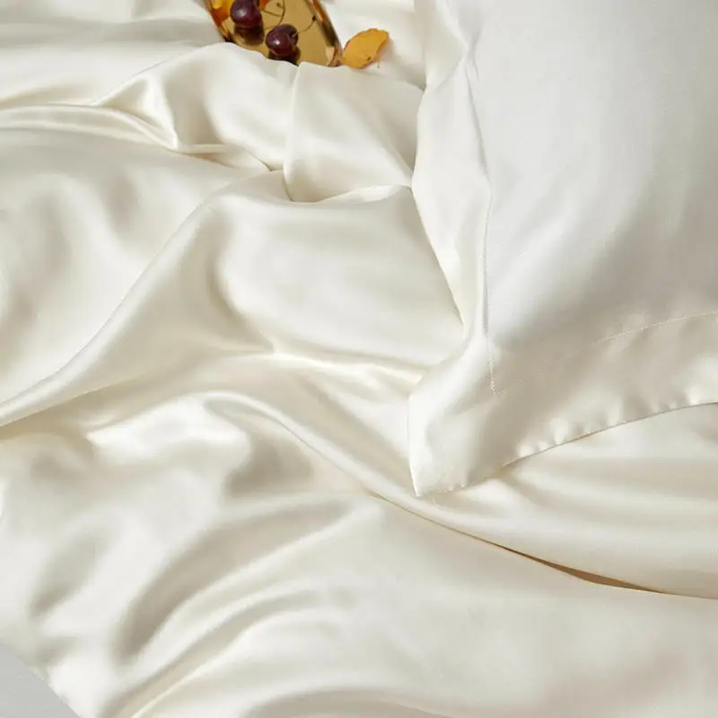 Suaker роскошный комплект постельного белья из 100% шелка белого цвета пододеяльник