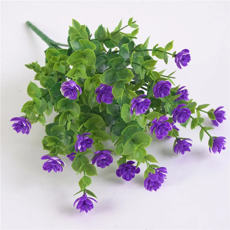 35cm purple 20 голов Зеленые искусственные листья большие листья эвкалипта Декоративные искусственные растения для домашнего магазина садовые вечерние украшения 50 см - Цвет: 35cm purple