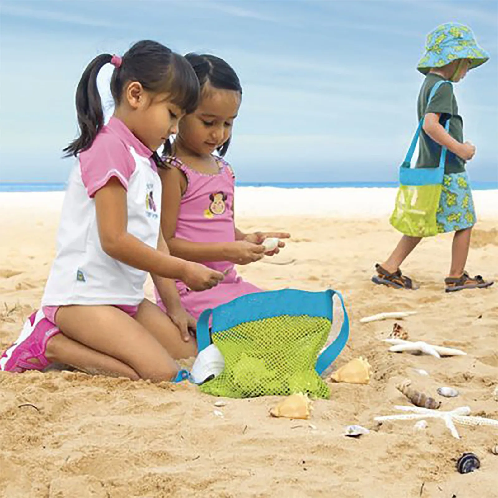 

2021 Children Portable Anti Sand Beach Mesh Beach Bag Tote Backpack Toys Towels Sand Away Kids Market Grocery Picnic Backpack #0