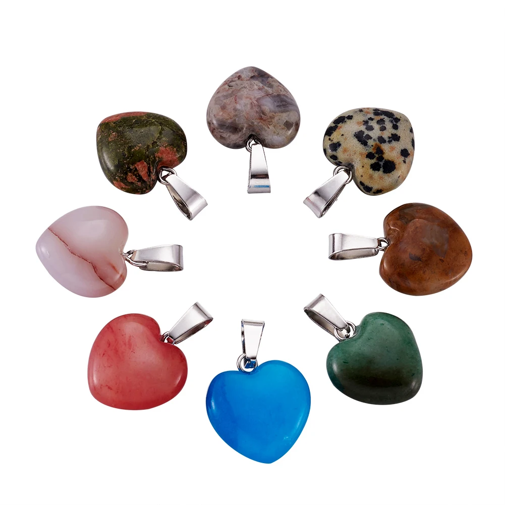 50pcs Natural Stone Heart Pendants with Tone Brass Findings 17~19x15~16x5~6mm Hole: 2x7mm | Украшения и аксессуары