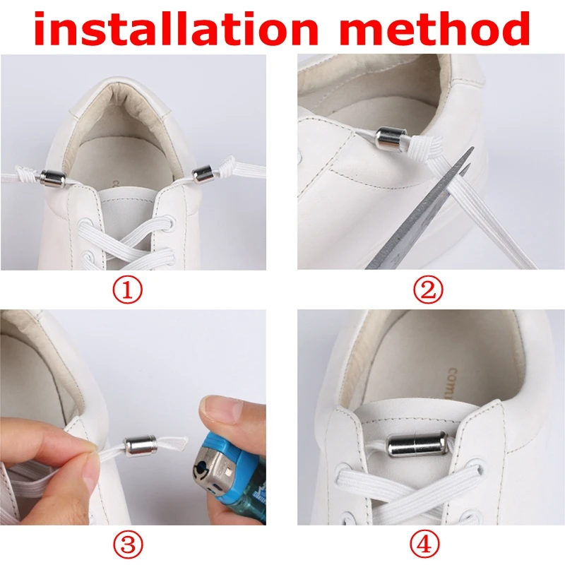 

Elastic Shoelaces Round Metal Lock No Tie Shoe Lace Quick Sneakers Lazy Laces Suitable For All Types Of Shoes Flat Shoelace