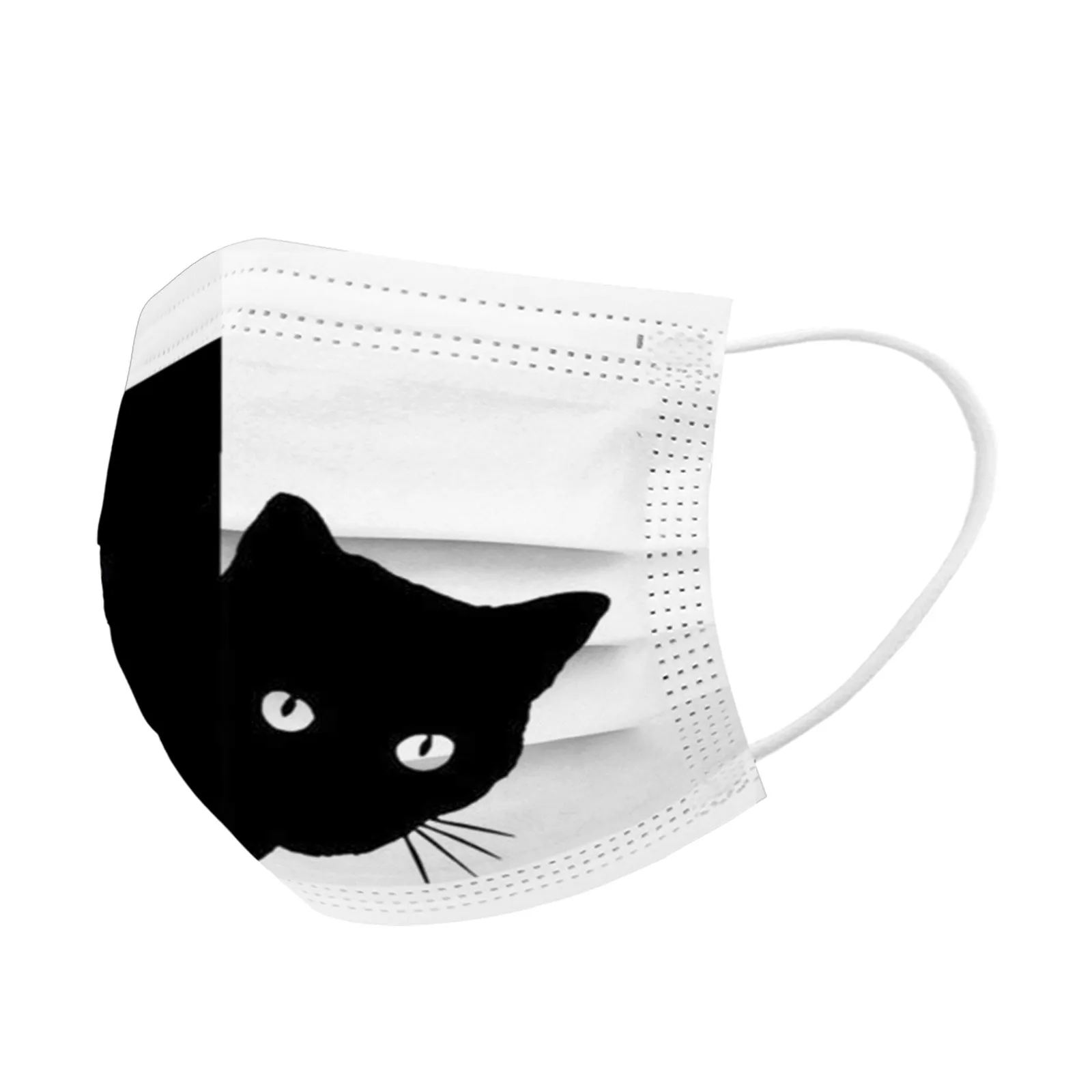 

10PCS Adults Cat Prints Masks Cotton Breathable 3 -Layer Face Mask Dust-proof Mask Unisex Reusable Washable Mouth Cover C16