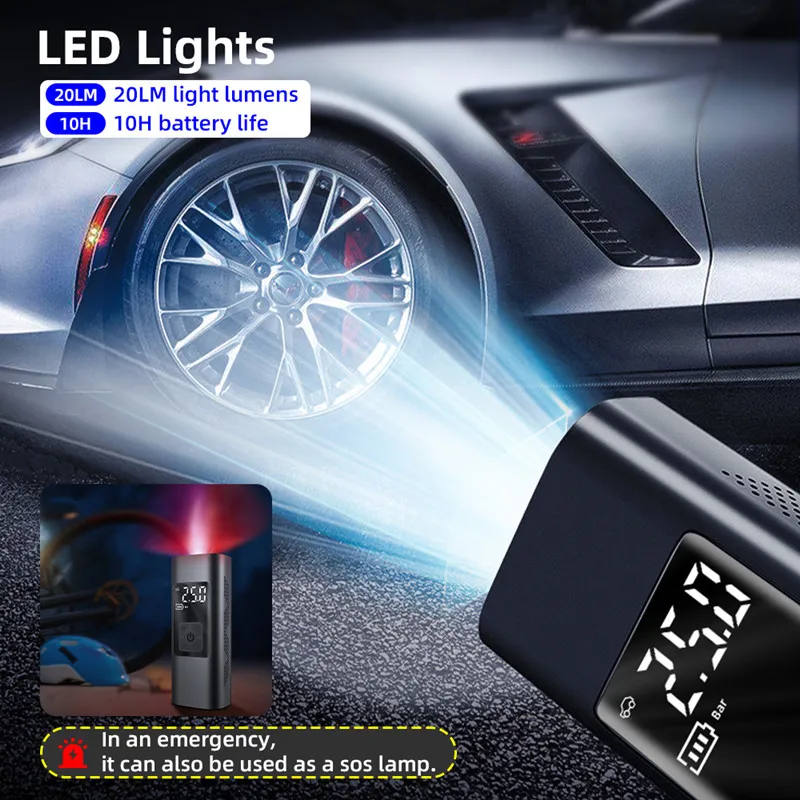 Comprar Bomba De Inflado Eléctrica, Compresor De Aire Digital Inteligente, Inalámbrico, Portátil, 12V, Detección De Presión De Neumáticos Para Bolas De Coche, Bicicleta Y Motocicleta