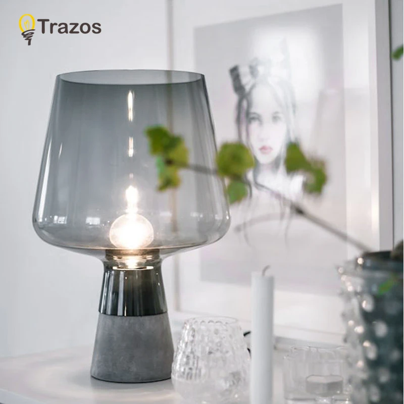 Современная Минималистичная металлическая стеклянная настольная лампа в