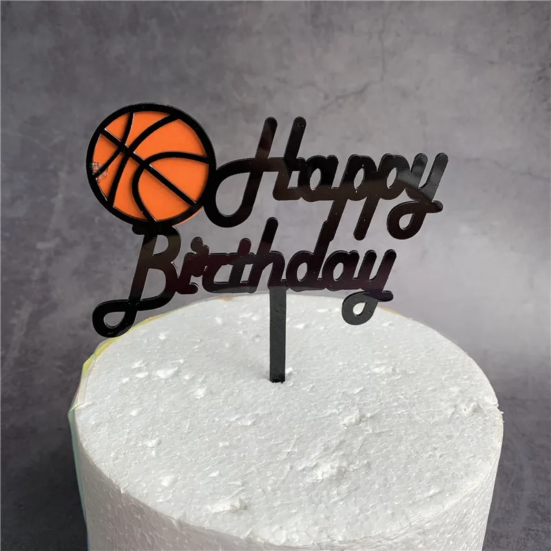 

Acrylic Basketball Cake Topper Theme Sports Happy Birthday Cupcake Topper For Kids Boys Birthday Sports Party Cake Decorations