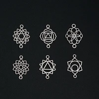 antique silver plated mandala yoga charm flower connector pendants for diy jewelry making finding supplies wholesale accessories