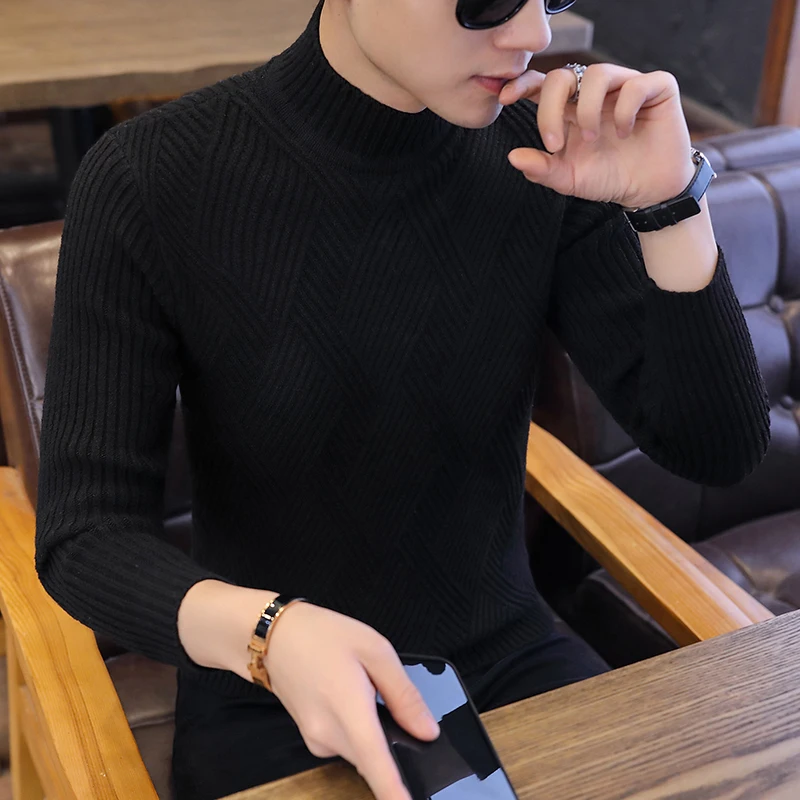 Новый осенний повседневный мужской свитер с круглым вырезом Мужской пуловер