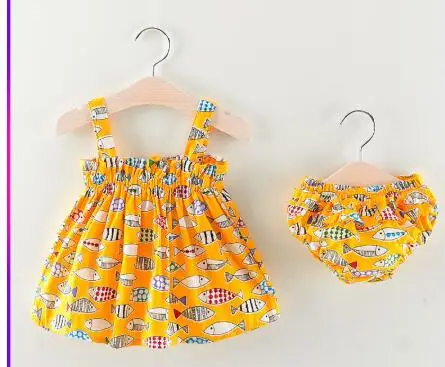 Комплекты с платьем на бретельках для маленьких девочек комплект одежды летняя