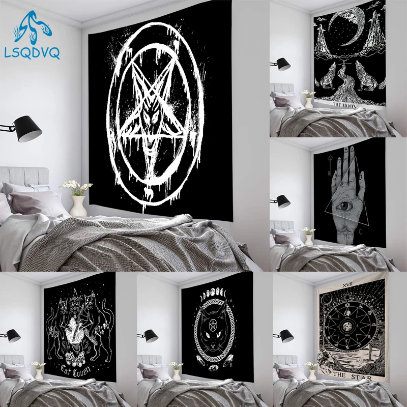 

Wizard Divination Black and White Tarot Cards Tapestry Wall Hanging Home Decoration Wall Tapestry Wall Decor Bedroom Cloth