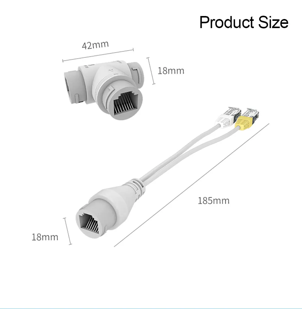 Сетевой разветвитель POE 2 в 1 соединитель кабеля трехсторонний RJ45 для HD IP-фонарей |