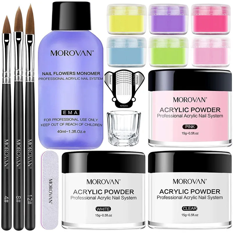 

Набор акриловых ногтей для наращивания ногтей, набор из 1 кристального блеска для нейл-арта, акриловая пудра и жидкий мономер для маникюра