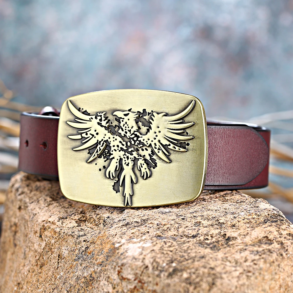 Western cowboy belt eagle alloy youth fashion men's smooth buckle for women 1.5''Leather belt