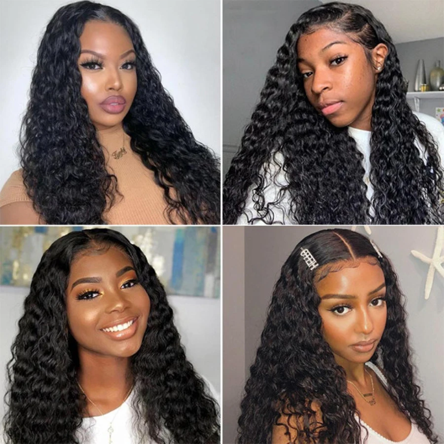 

Deep Wave 13x4 Lace Frontal Human Hair Wigs Natural Black for Black Women 100% Brazilian Human Hair Wigs Hd Transparent Lace