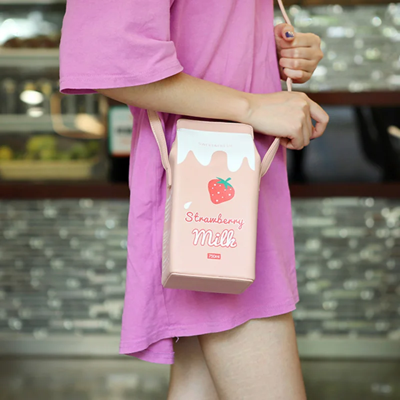 Новые креативные женские сумки через плечо с принтом Friut Milk мини бумажники для