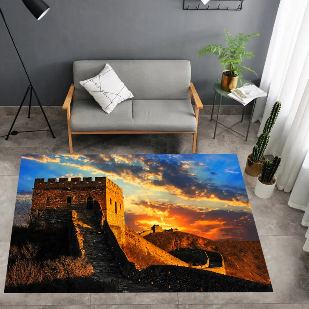 

Ancient Building Great Wall Carpet Non-Slip Area Carpet Dining Room Home Bedroom Carpet Doormats Landscape Rugs For Living Room