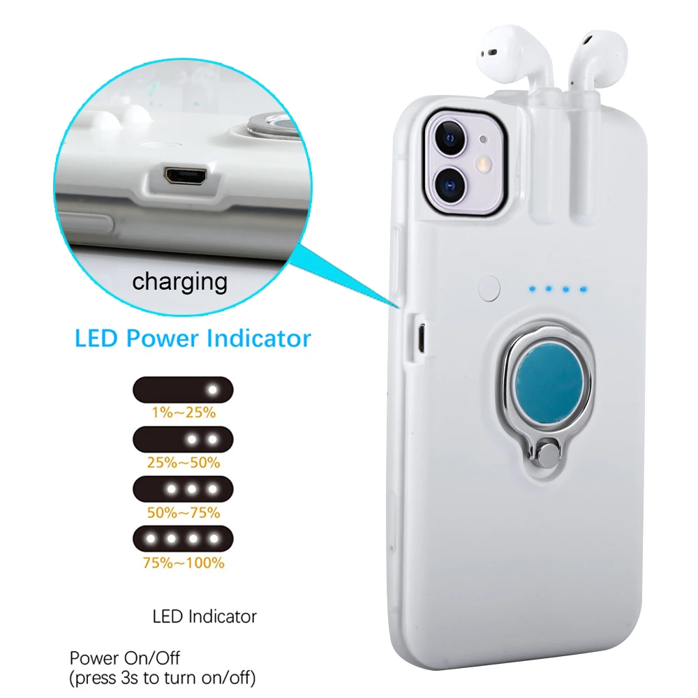 Чехол для телефона с держателем беспроводных наушников Bluetooth iPhone 11 Pro Max XR X XS 7 8 Plus