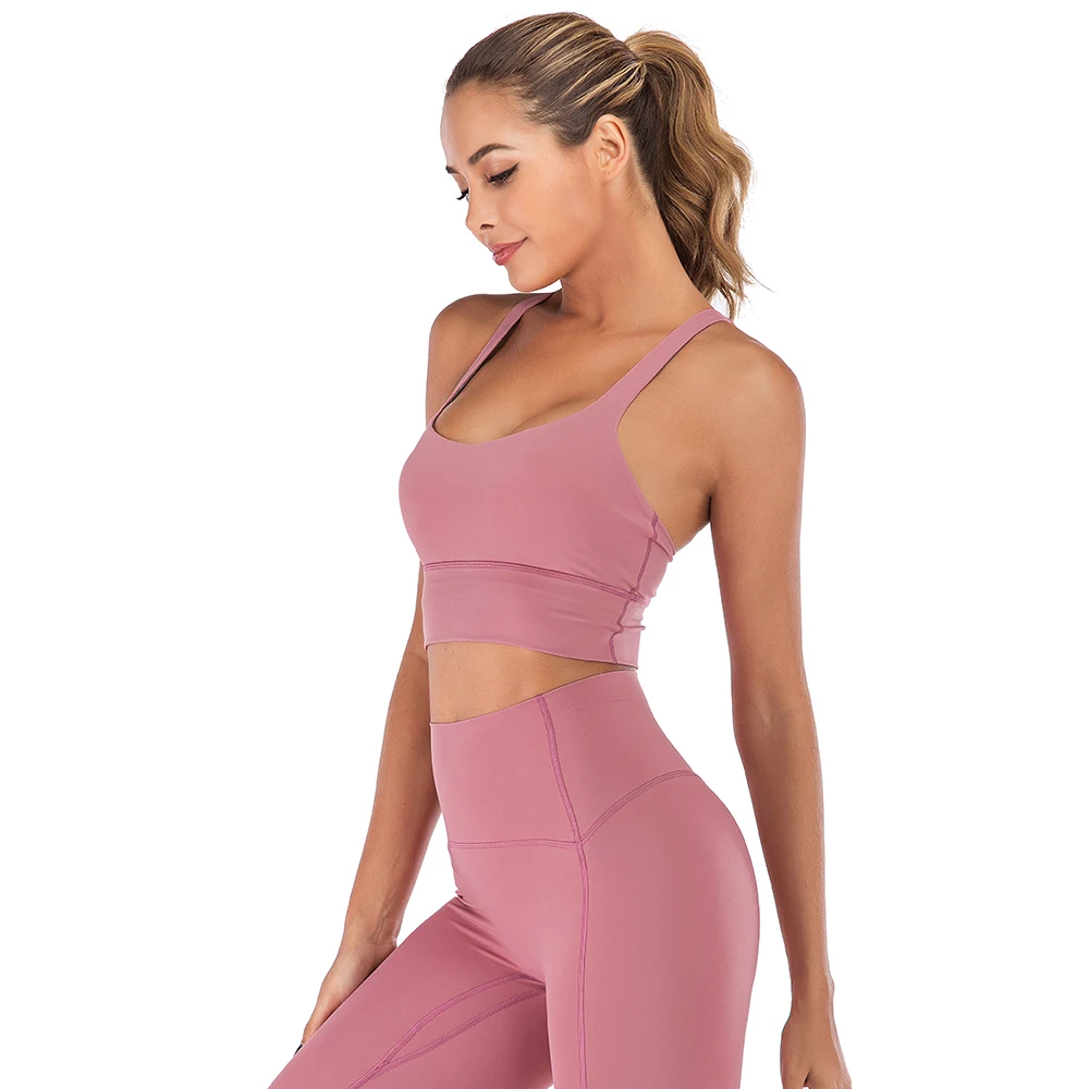 Нейлоновая однотонная Спортивная одежда для бега тренировок женская спортзала