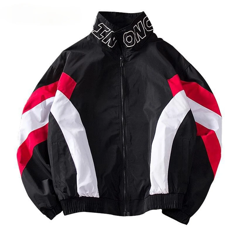 

Jackets Men Patchwork Jacket Tracksuit High Street Coats Hip Hop Fashion Male Streetwear Couple Windbreaker Jackets