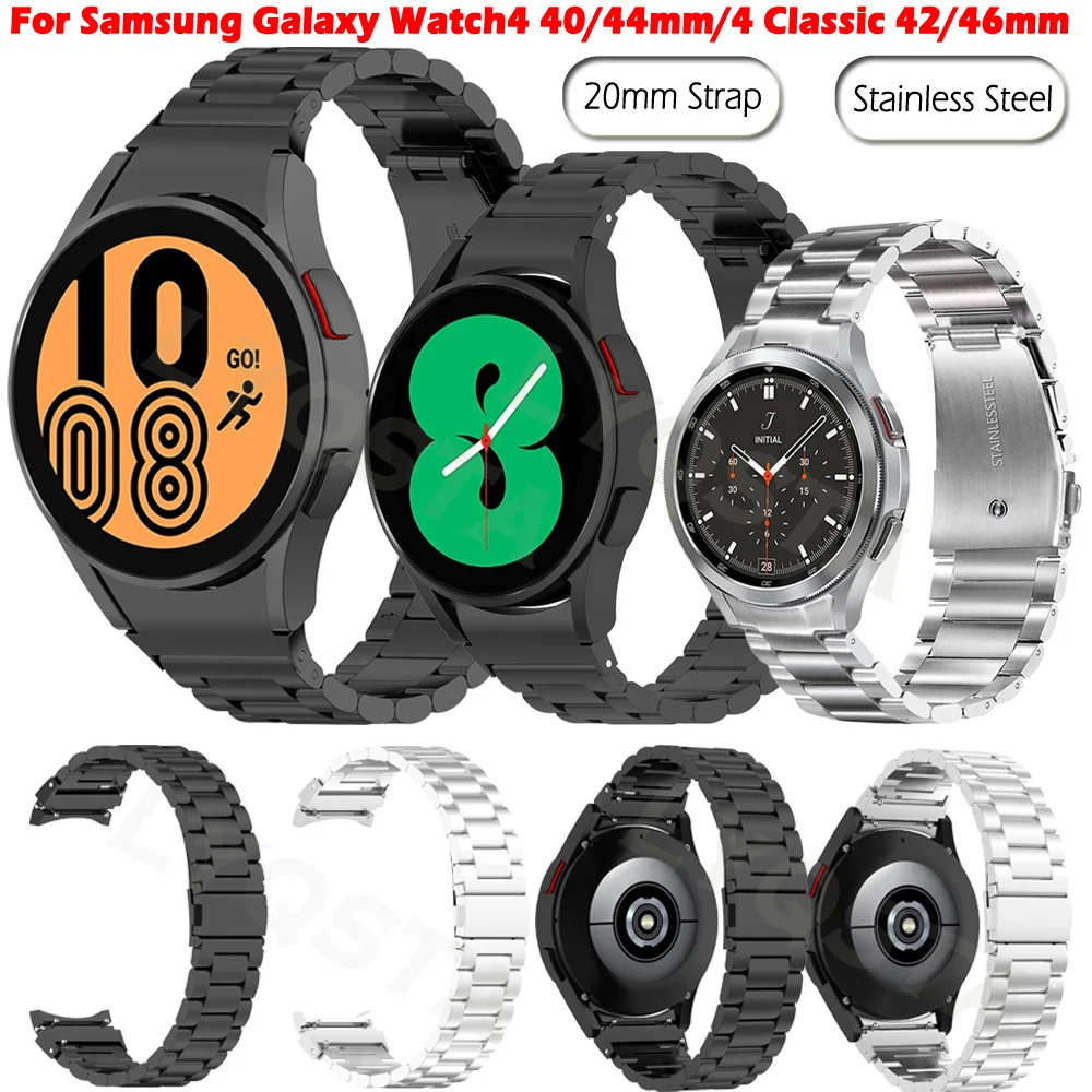 

Ремешок из нержавеющей стали для наручных часов Samsung Galaxy Watch 4 Classic, металлический изогнутый браслет без зазоров 46 мм 42 мм 44 мм 40 мм