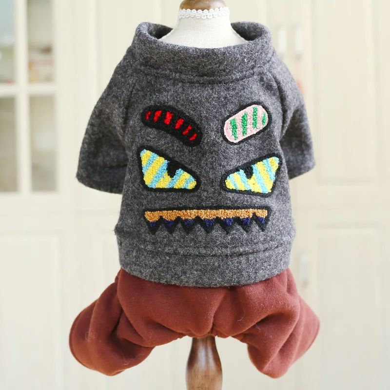 

Autumn Winter Cute Puppy Cat Clothing For Pug Poodle Warm Jacket Fashion Demon Pet Dog Clothes Woolen Dog Coat Jumpsuit