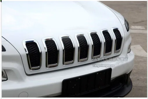 

chrome front grille vent hole frame trim cover 7pcs for 2014 2015 JEEP Cherokee