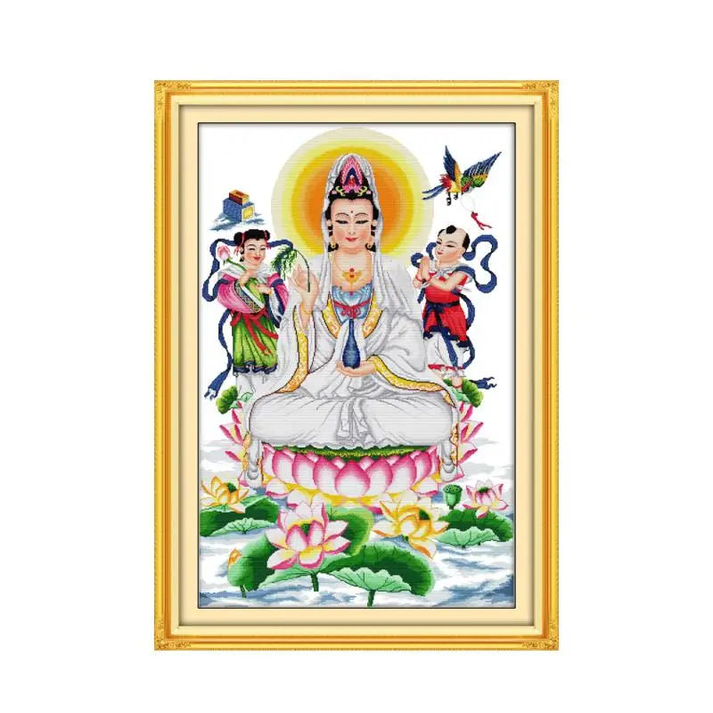 

Набор для вышивки крестиком Кван-Инь (3) 14ct 11ct Набор для вышивки холстом