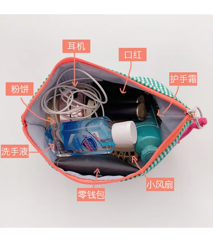 Женская Корейская клетчатая косметичка в клетку дорожный клатч для женщин