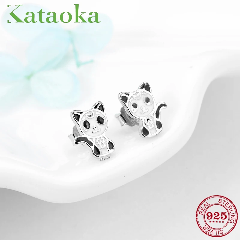 Женские серьги-гвоздики из серебра 925 пробы с эмалью | Украшения и аксессуары