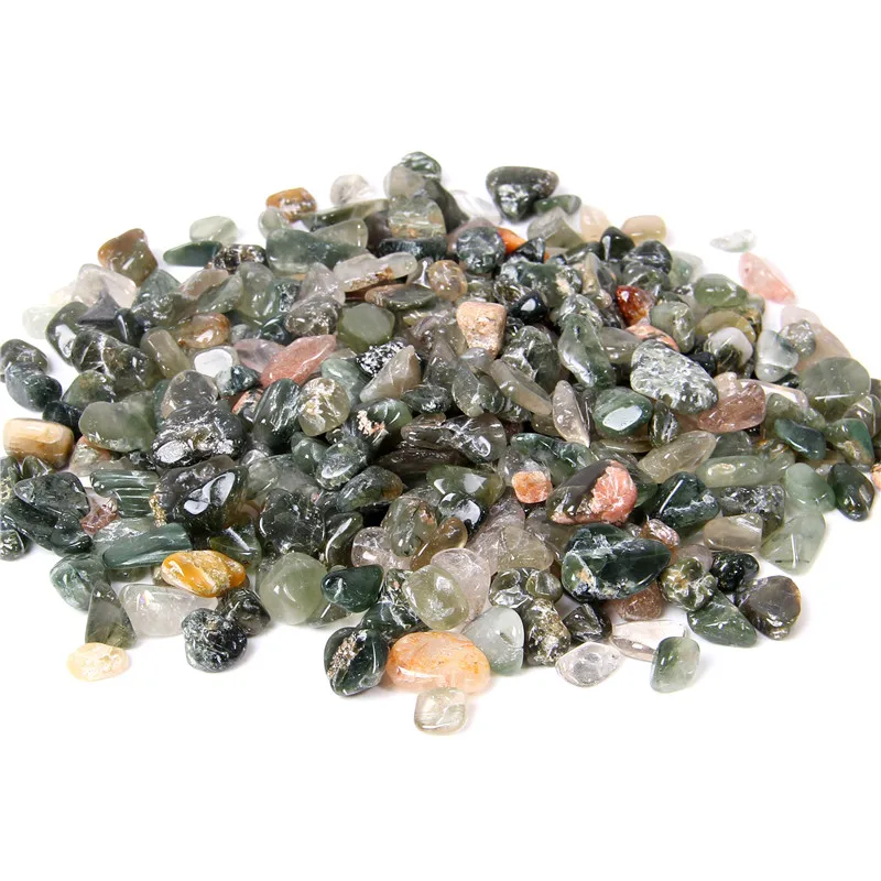 Зеленые рутиловые кварцевые чипы из натурального камня крошечный самородок