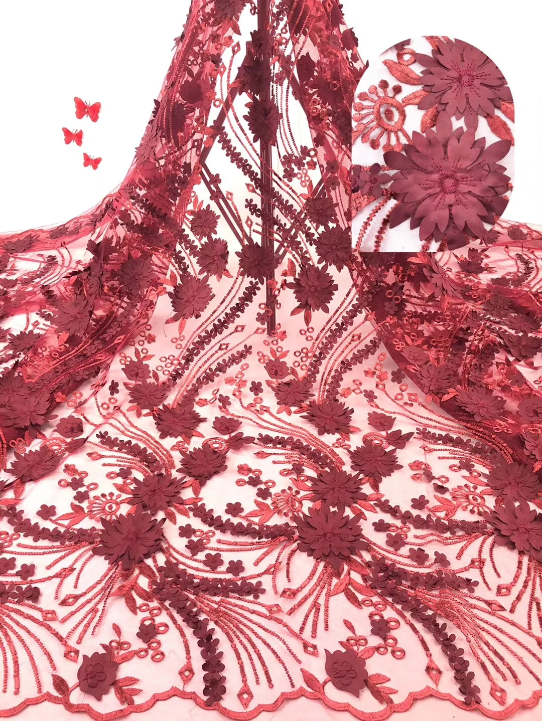 

2019 High Quality African Tulle Lace Fabrics Nigerian Milk Silk Mesh African Lace Fabric Bride French Net Lace Fabric