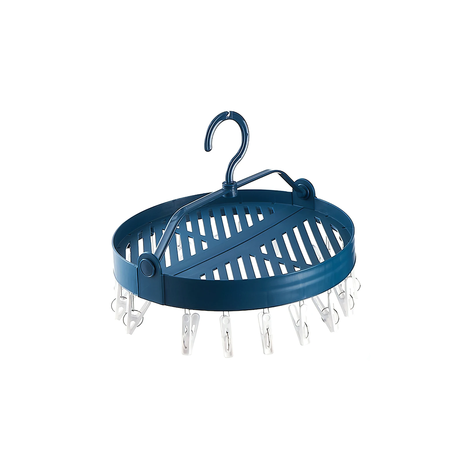 

Round Folding Windproof Underwear Socks 18 Clips Clothespin Drying Rack HangerRotating Clothespin Socks Clip