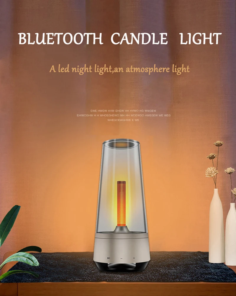 

Многоцелевой Портативный Ночной светильник Bluetooth Динамик музыкальный плеер с Свеча светильник Регулируемая атмосфера охлаждающаяся лампа
