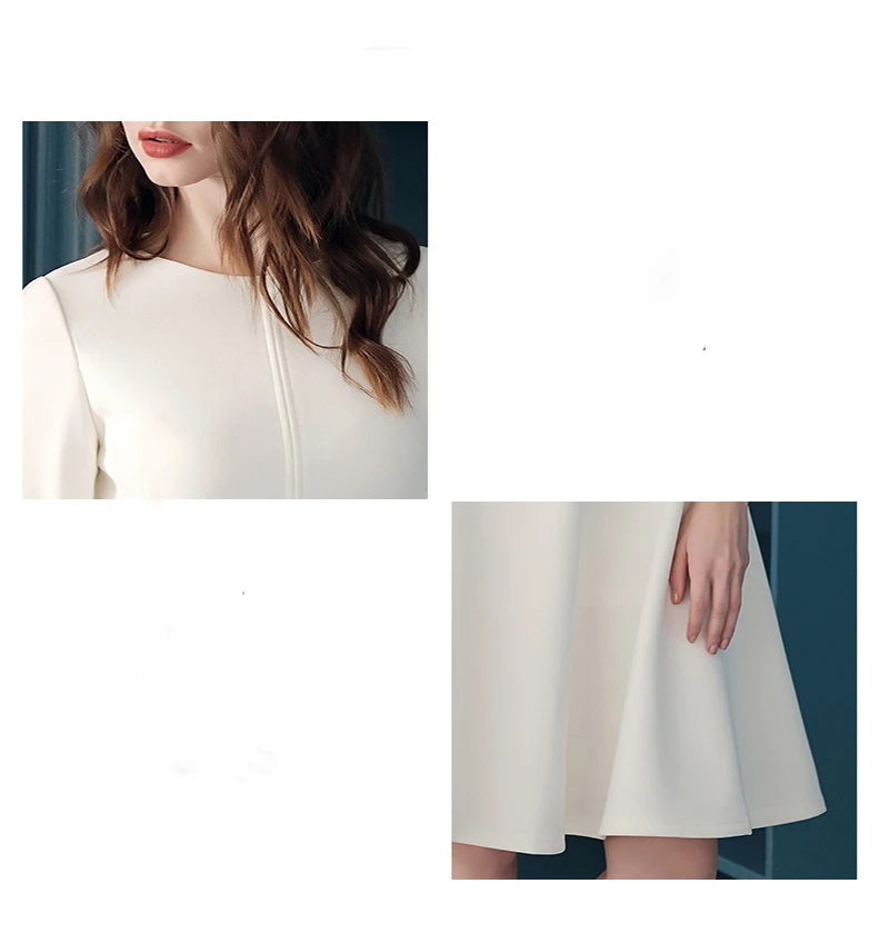 

HARLEYFASHION New Autumn Ladies Elegant Aristocratic Temperament Thickening A-line Solid Color Dress