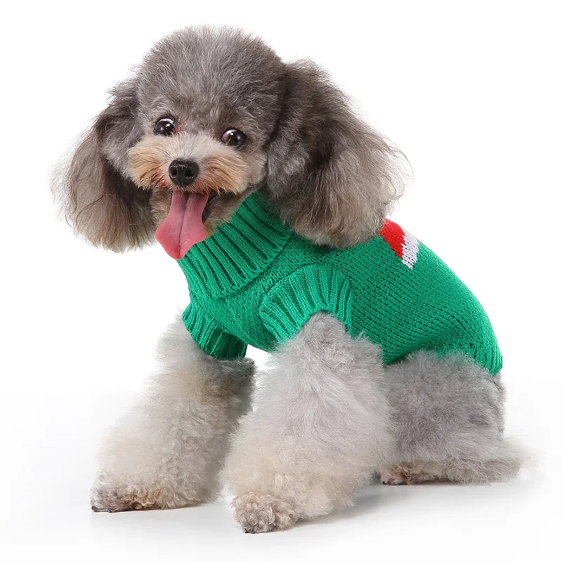 Вязаная одежда для собак Рождественский свитер мультяшный Санта Клаус щенок