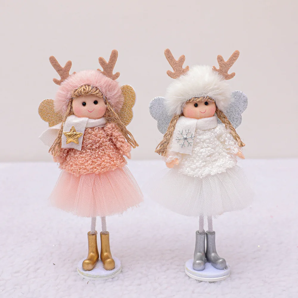 Рождественская поза стоя розовые и белые рога подарок для девочки ангел подвеска