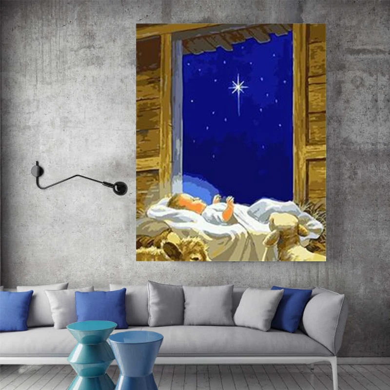 Картина сделай сам цифровой рисунок с ангелом для детского сна классическая