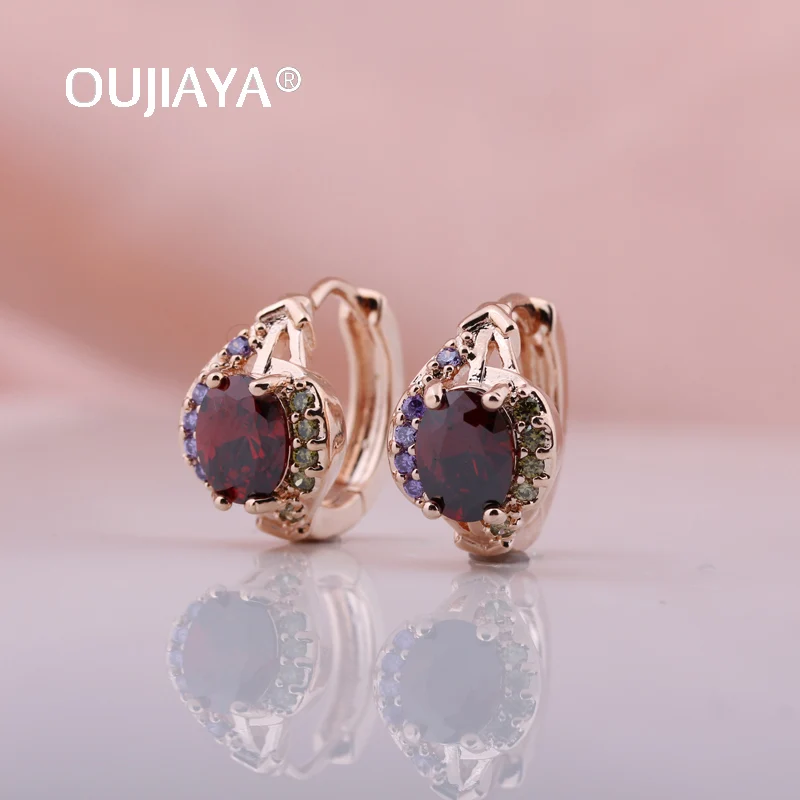 Новые женские красные серьги OUJIAYA в форме капли воды ажурные из розового золота 585