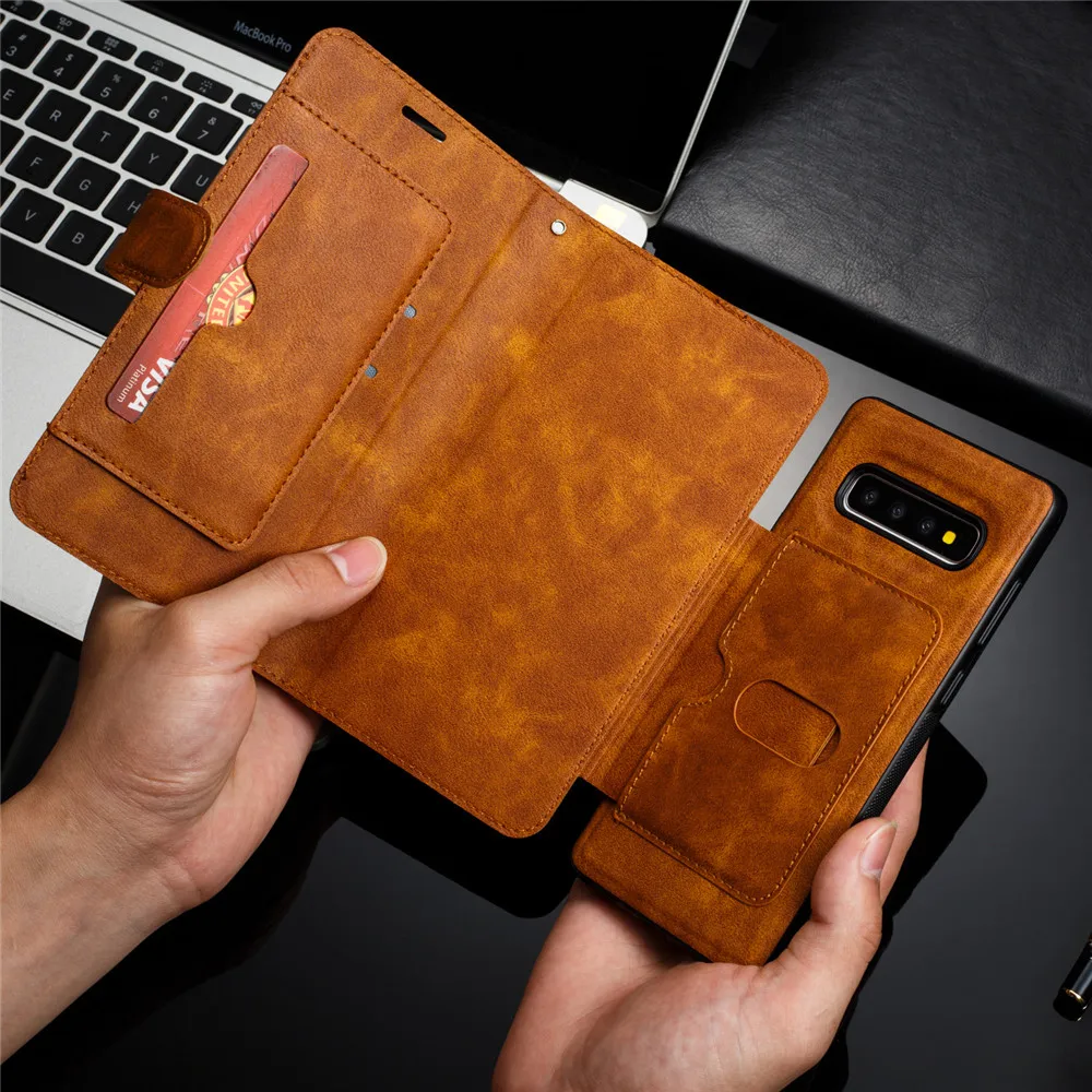 Ретро Чехол из искусственной кожи для Samsung Galaxy S10E S8 S9 S10 Plus S7 Edge Note 8 9 чехол съемный