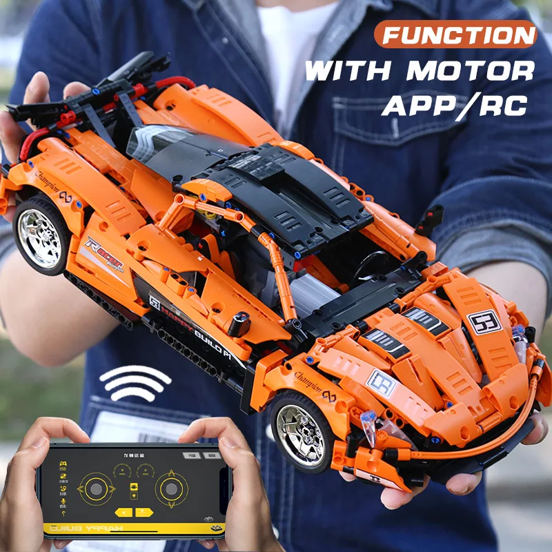 Ешина 2020 RC автомобиль MOC 16915 McLarens P1 мотор Функция одежды с принтом Тачки модель