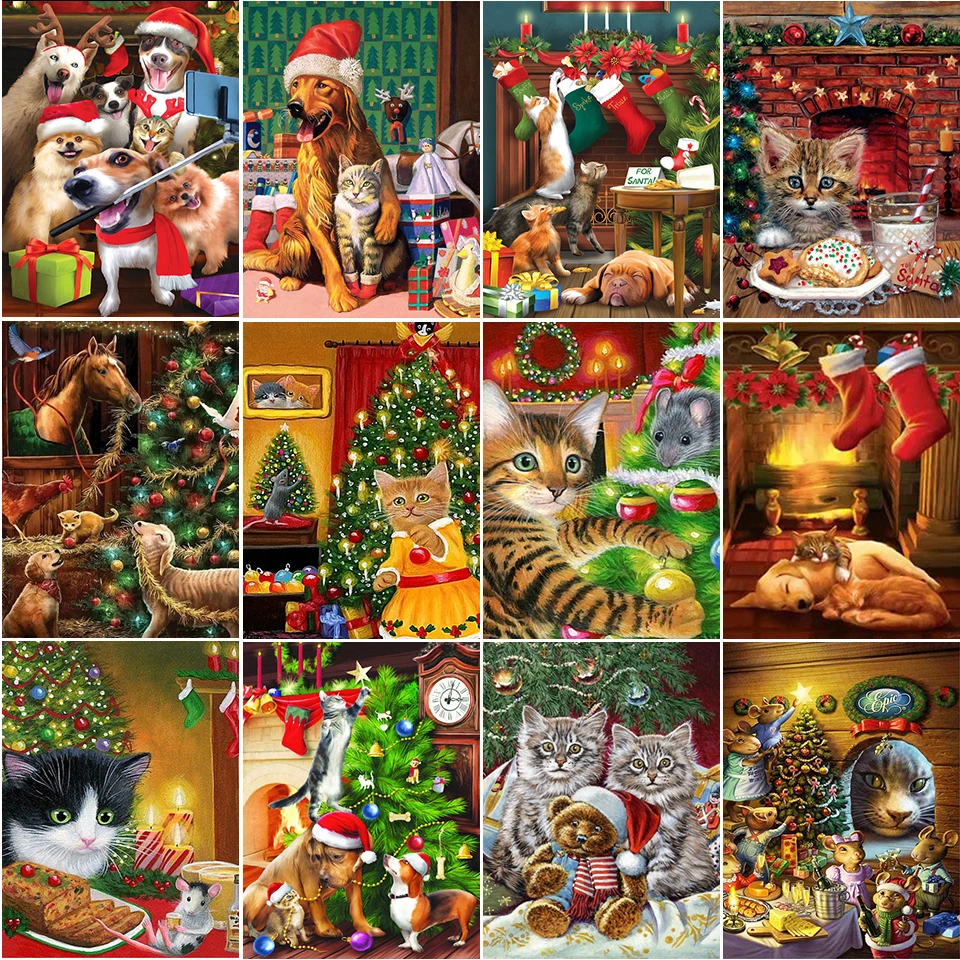 

DIY 5D Diamond Painting Cross Stitch Dog Cat Kit Full Square Embroidery Rhinestone Mosaic Picture Home Decoration Christmas Gift