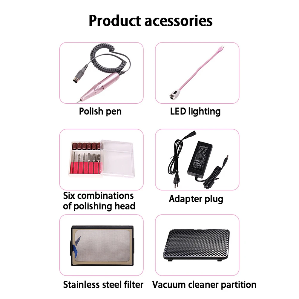 

4 In 1 Manicure Machine Multifunctional Electric Nail Drill UV LED Nail Dryer Lamp Nail Vacuum Cleaner Nail Gel Polish Art Tools