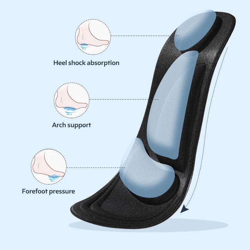BANGNI 4D Memory Foam Insoles Arch Support High Heel Pad Pain Relief Feet Care Insert Cushion Plantar Fasciitis Sole for Shoes