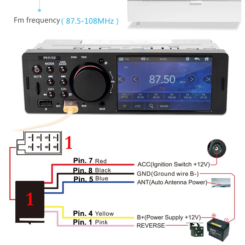 Автомагнитола 7805C с сенсорным экраном 4 1 дюйма MP5-плеер поддержкой Bluetooth TF USB